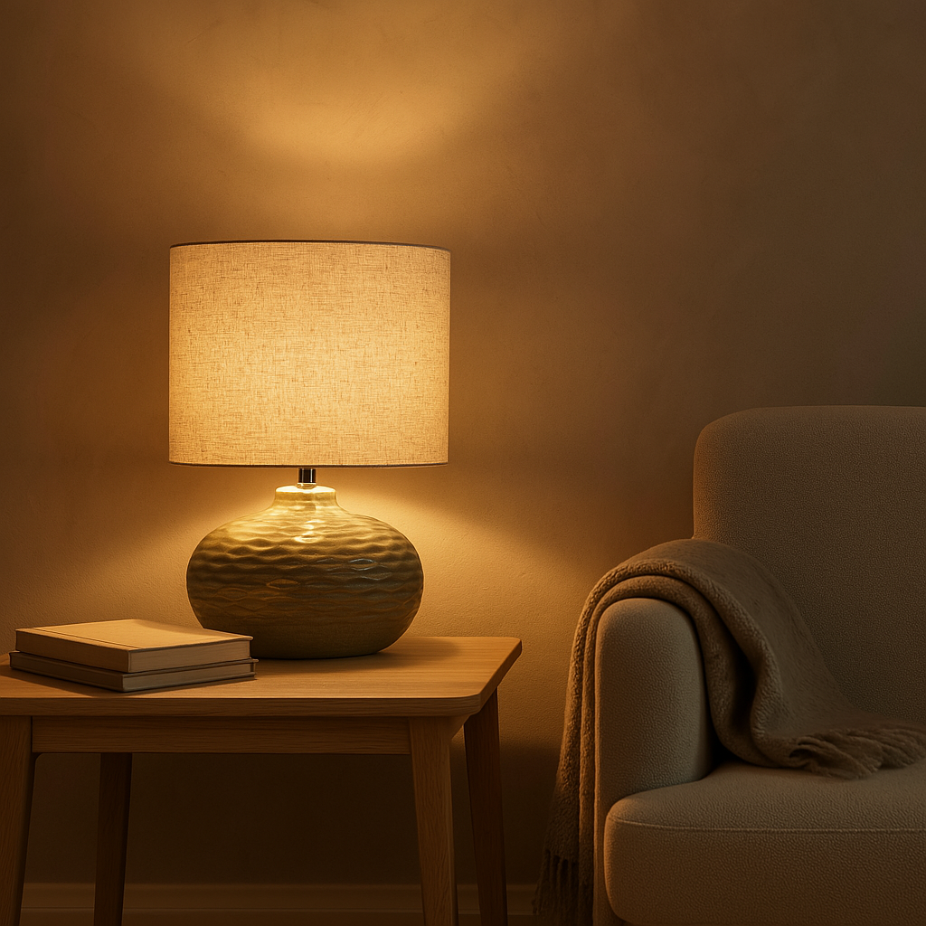 House Nordic Tafellamp Oldham – Groen Keramiek – Met Lampenkap – E27 Fitting